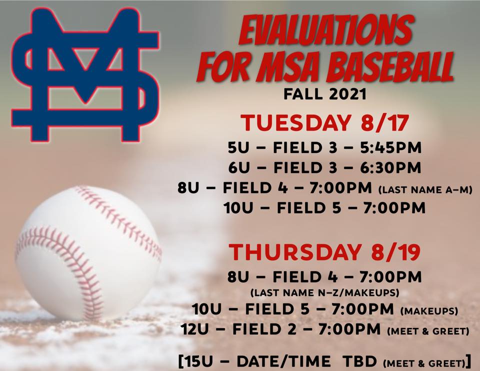 MSA Fall Baseball Tryouts 2021