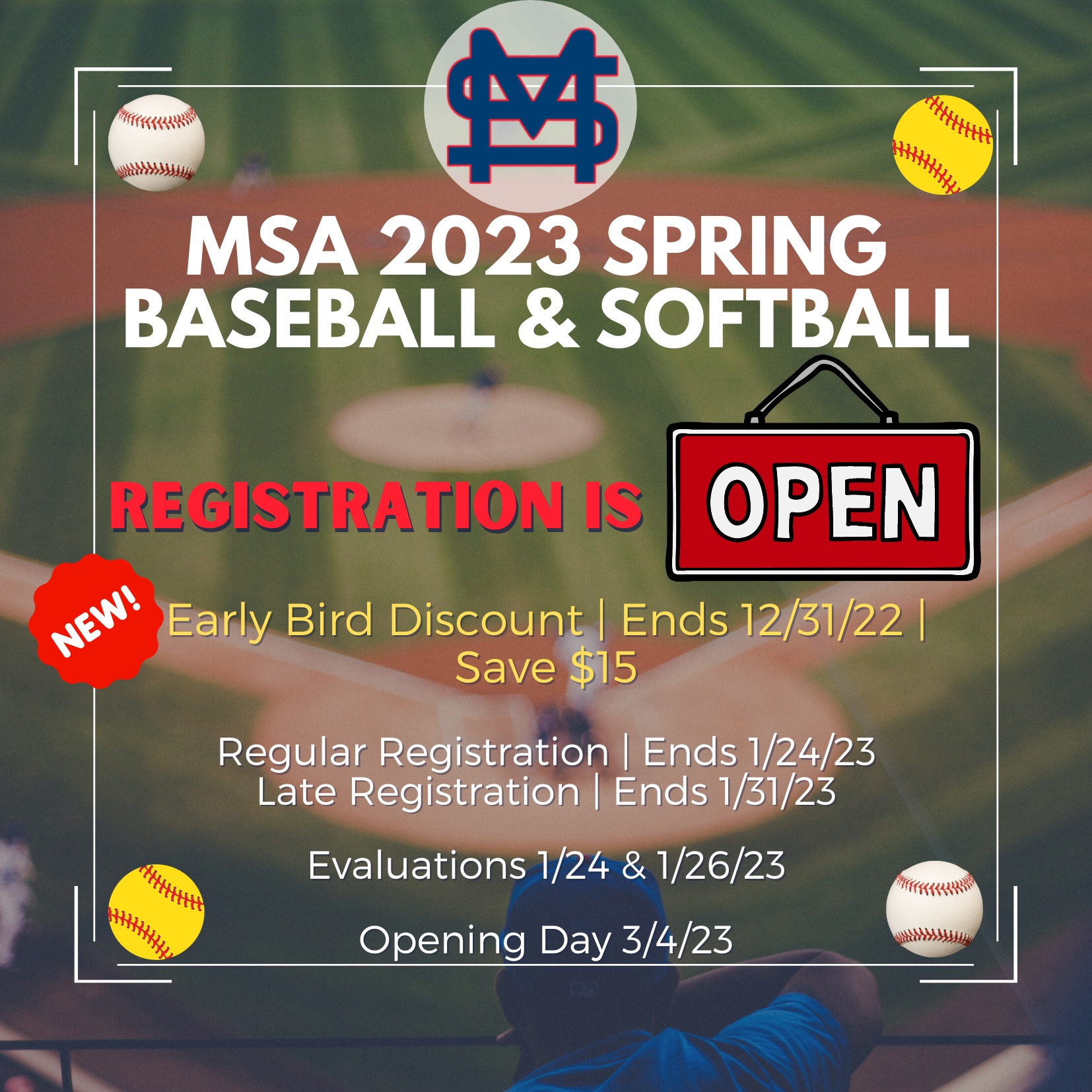 Softball and Baseball registration is now open!